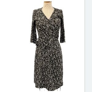 Melissa Masse printed luxe jersey wrap dress with 3/4 sleeves NWT